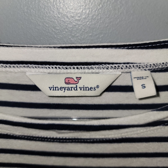 Vineyard Vines Navy and White Striped Long Sleeve Tee - Picture 3 of 10